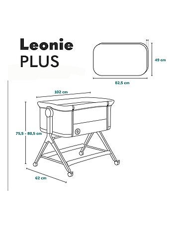 Lit bébé cododo 3en1 LIONELO Leonie Plus - Berceau - Hauteur et inclinaison réglables