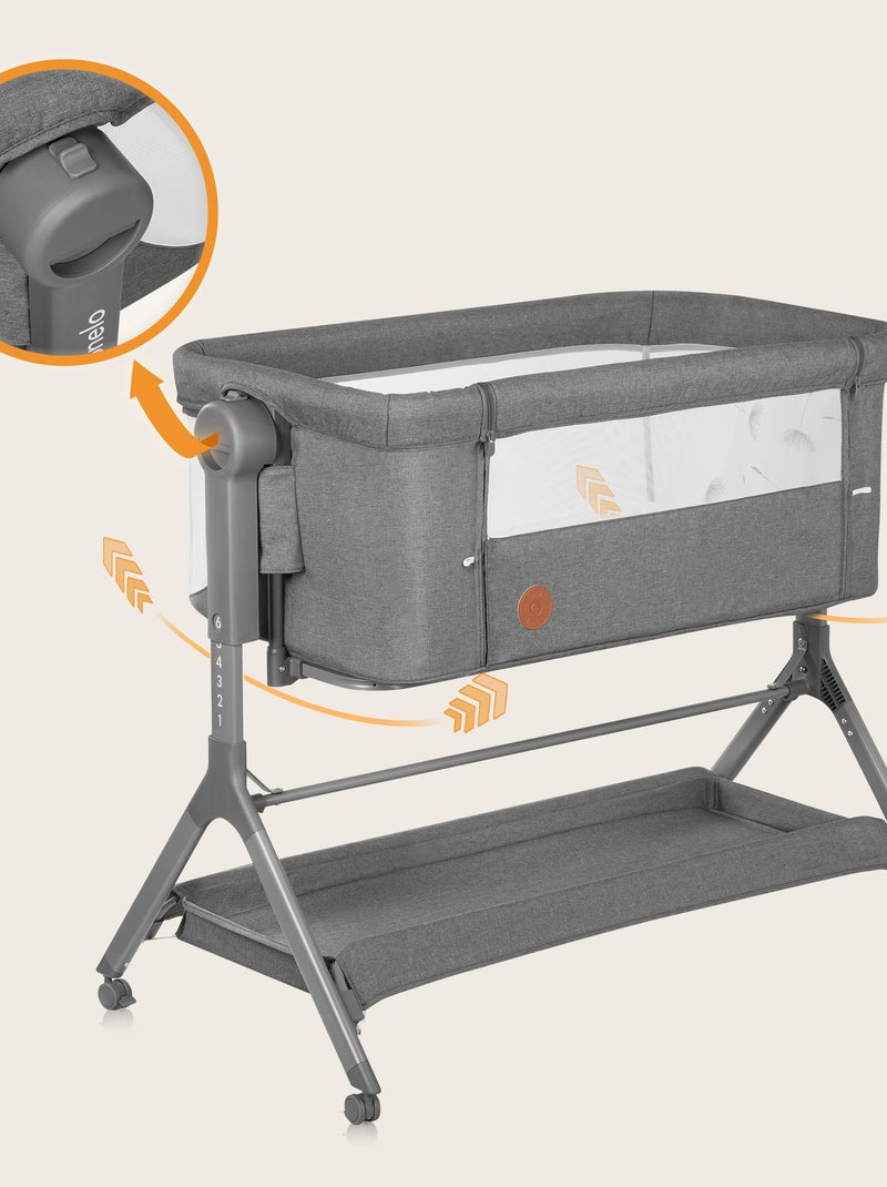 Lit bébé cododo 3en1 LIONELO Leonie Plus - Berceau - Hauteur et inclinaison réglables Gris - Kiabi