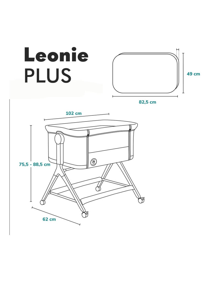 Lit bébé cododo 3en1 LIONELO Leonie Plus - Berceau - Hauteur et inclinaison réglables Gris - Kiabi