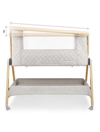 Lit Bébé Cododo 9 kg max, Lit Parapluie, Réglable Hauteur 7 Niveaux, 4 Roues, Côté Latéral Ouvrable