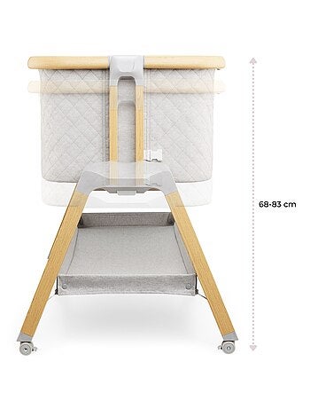 Lit Bébé Cododo 9 kg max, Lit Parapluie, Réglable Hauteur 7 Niveaux, 4 Roues, Côté Latéral Ouvrable