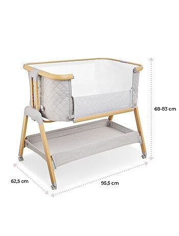 Lit Bébé Cododo 9 kg max, Lit Parapluie, Réglable Hauteur 7 Niveaux, 4 Roues, Côté Latéral Ouvrable