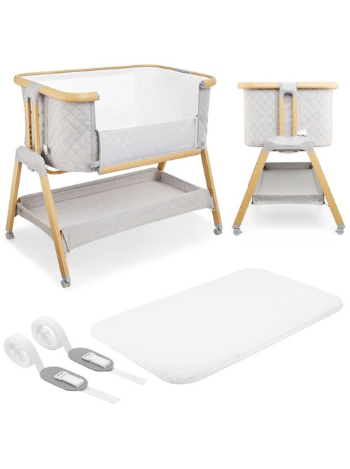 Lit Bébé Cododo 9 kg max, Lit Parapluie, Réglable Hauteur 7 Niveaux, 4 Roues, Côté Latéral Ouvrable - Kiabi