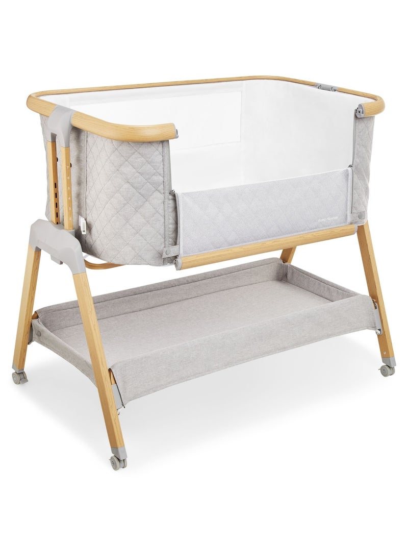 Lit Bébé Cododo 9 kg max, Lit Parapluie, Réglable Hauteur 7 Niveaux, 4 Roues, Côté Latéral Ouvrable Gris - Kiabi