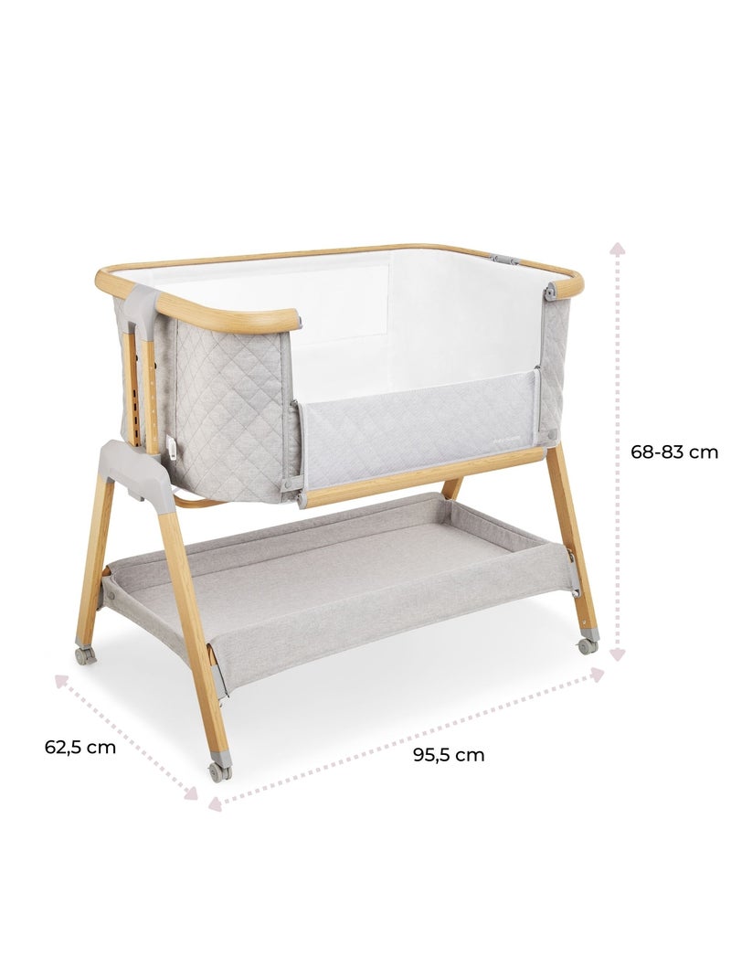 Lit Bébé Cododo 9 kg max, Lit Parapluie, Réglable Hauteur 7 Niveaux, 4 Roues, Côté Latéral Ouvrable Gris - Kiabi