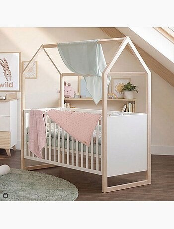 Lit bébé cododo évolutif 70 x 140 cm - roba - noah - blanc / chêne