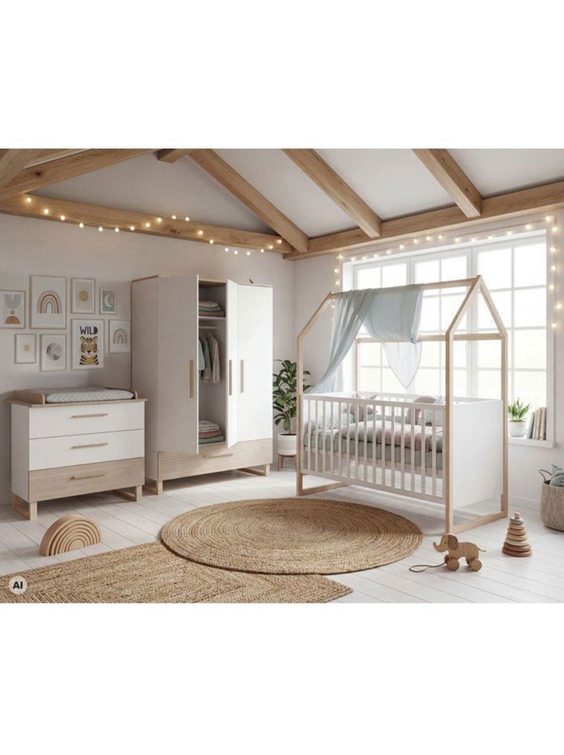 Lit bébé cododo évolutif 70 x 140 cm - roba - noah - blanc / chêne Blanc - Kiabi