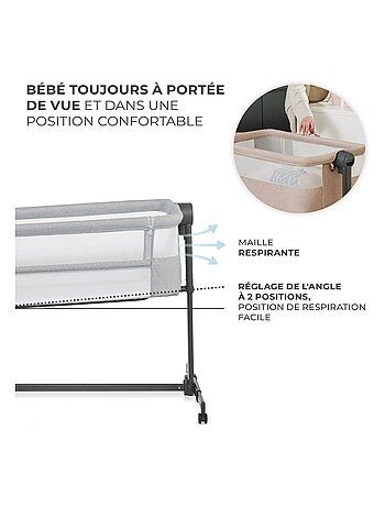 Lit bébé cododo réglable avec hauteur et inclinaison ajustables
