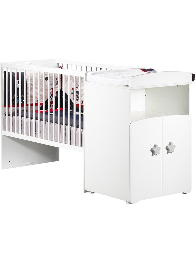 Lit bébé combiné évolutif - BABYPRICE Blanc Gris - Kiabi