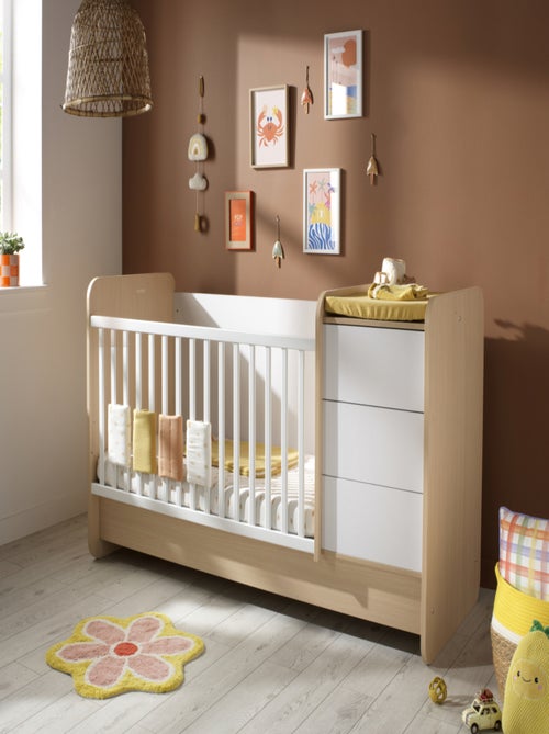 Lit bébé combiné évolutif avec commode à langer 3 tiroirs - SAUTHON - Kiabi