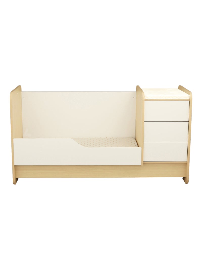Lit bébé combiné évolutif avec commode à langer 3 tiroirs - SAUTHON Beige/Blanc - Kiabi