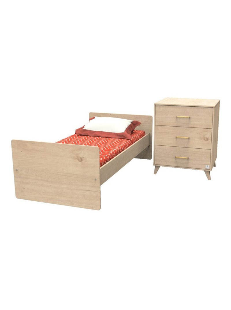 Lit bébé combiné évolutif avec matelas - SAUTHON Marron - Kiabi