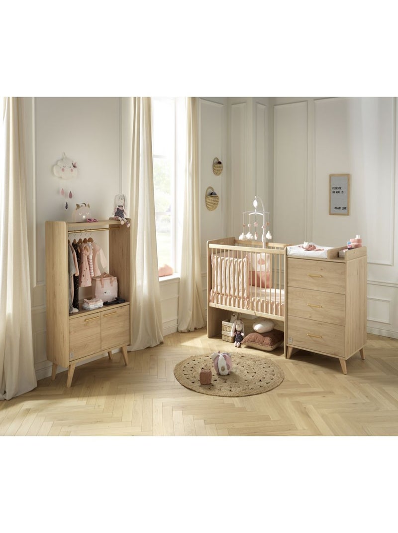Lit bébé combiné évolutif avec matelas - SAUTHON Marron - Kiabi