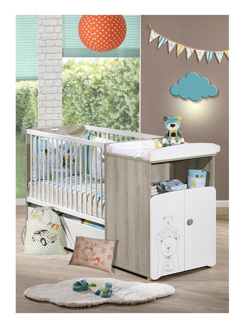Lit bébé combiné évolutif en bois - BABYPRICE Blanc - Kiabi