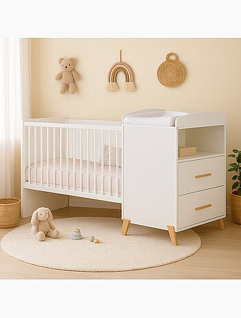 Lit bébé combiné Evolutif en bois - BABYPRICE