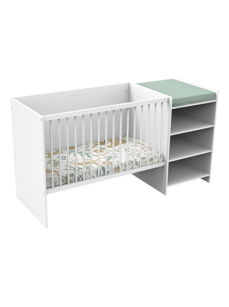Lit bébé combiné évolutif en bois - Blanc - Kiabi