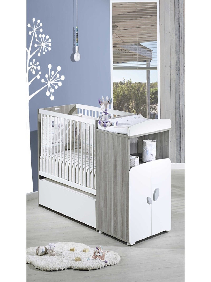 Lit bébé combiné évolutif en bois - Gris - Kiabi