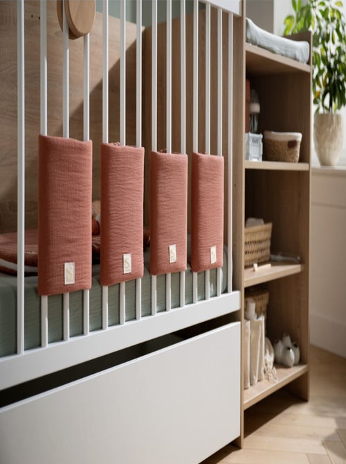 Lit bébé combiné évolutif en décor bois avec commode à langer étagère - - Kiabi