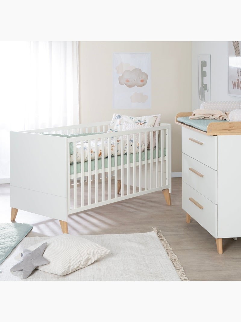 Lit bébé combiné minimaliste 70 × 140 cm Leon Roba Blanc - Kiabi