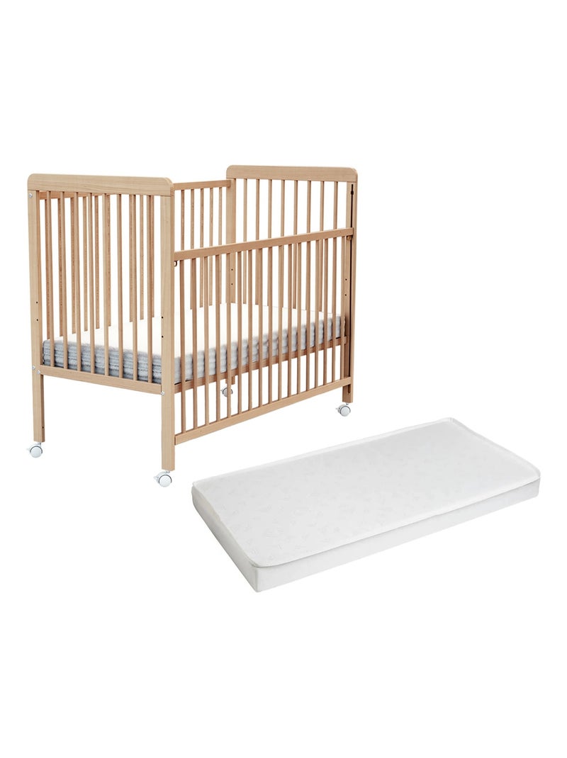 Lit bébé coulissant en bois avec matelas en bois ESSENTIEL Beige clair - Kiabi