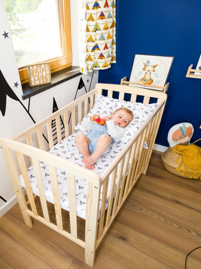 Lit Bébé Éléphant Style Scandinave Moderne en Bois natruel (100x50cm) Blanc - Kiabi