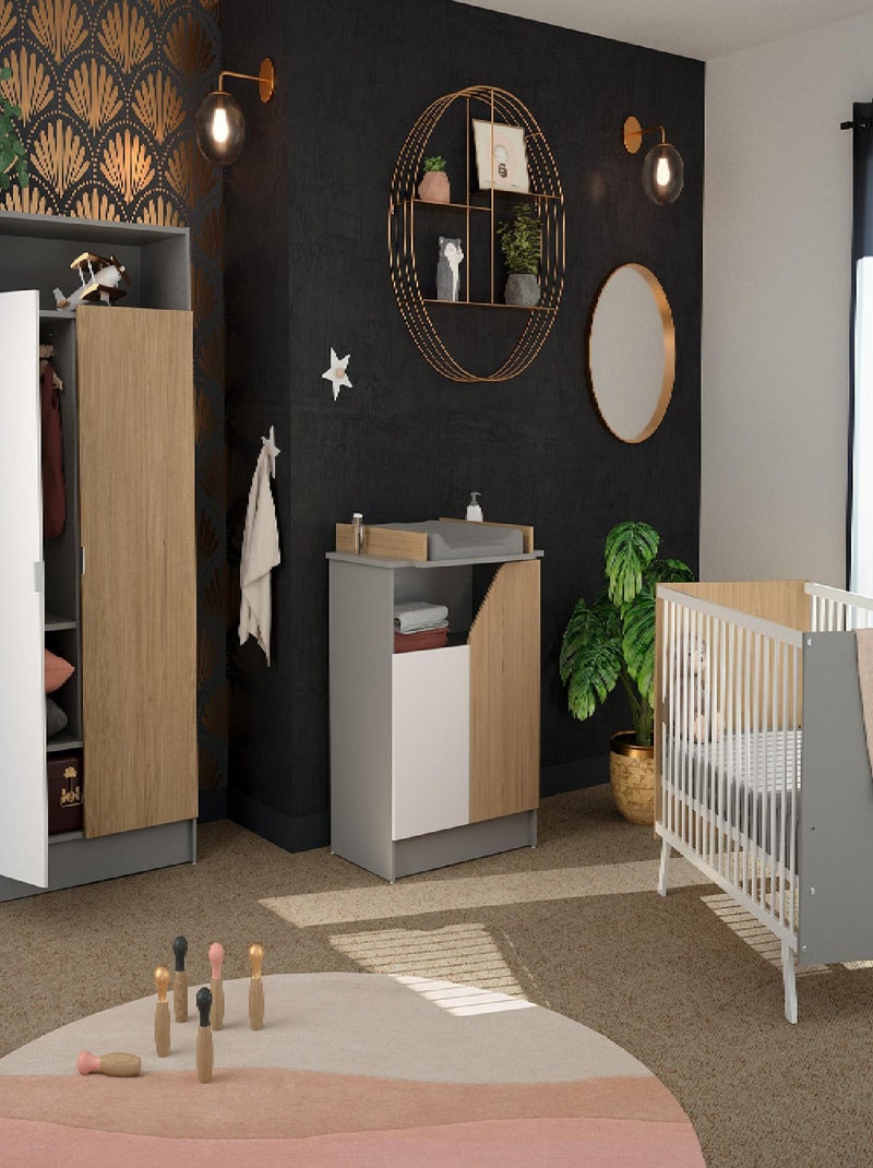 Lit bébé en bois CARNAVAL Beige gris - Kiabi