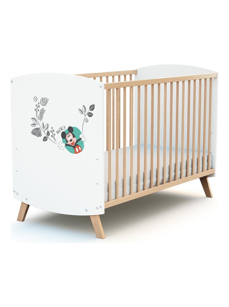 Lit bébé en bois DISNEY Doodle Zoo Mickey Beige/Blanc - Kiabi
