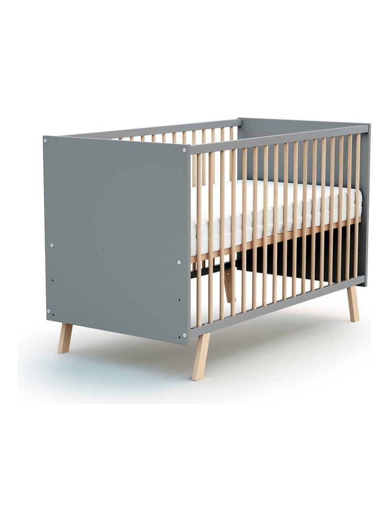 Lit bébé en bois Gris Marron - Kiabi