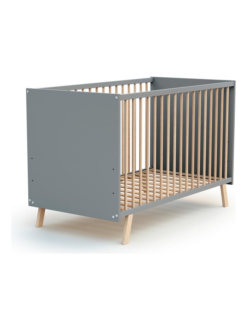 Lit bébé en bois Gris Marron - Kiabi