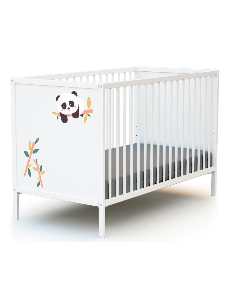 Lit bébé en bois Panda ALBA Blanc Noir - Kiabi