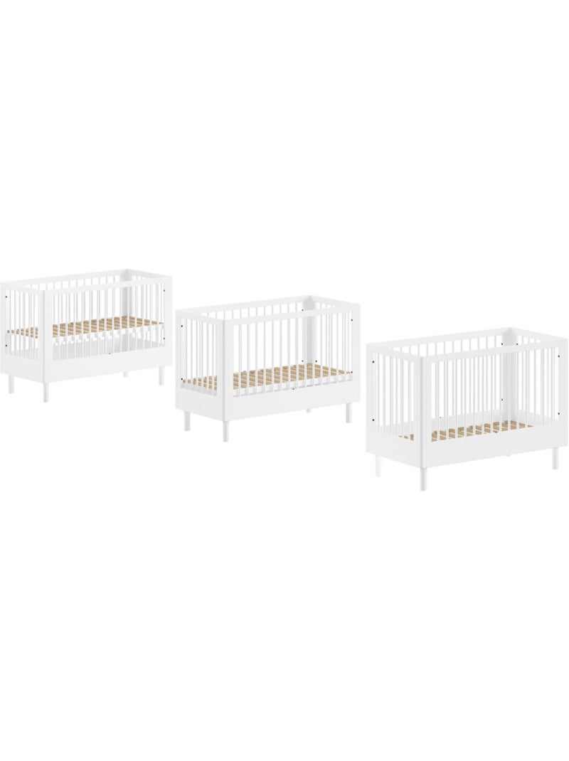 Lit bébé en hêtre massif  AUBANE Blanc - Kiabi