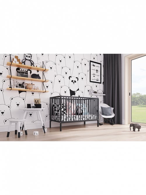 Lit bébé évolutif - ANNA - 120x60 cm - Anthracite - Kiabi Lit bébé évolutif - ANNA - 120x60 cm - Anthracite - Kiabi