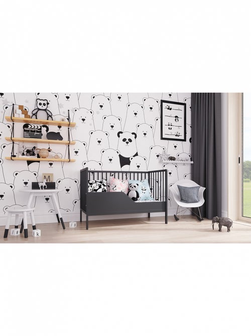 Lit bébé évolutif - ANNA - 120x60 cm - Anthracite - Kiabi Lit bébé évolutif - ANNA - 120x60 cm - Anthracite - Kiabi