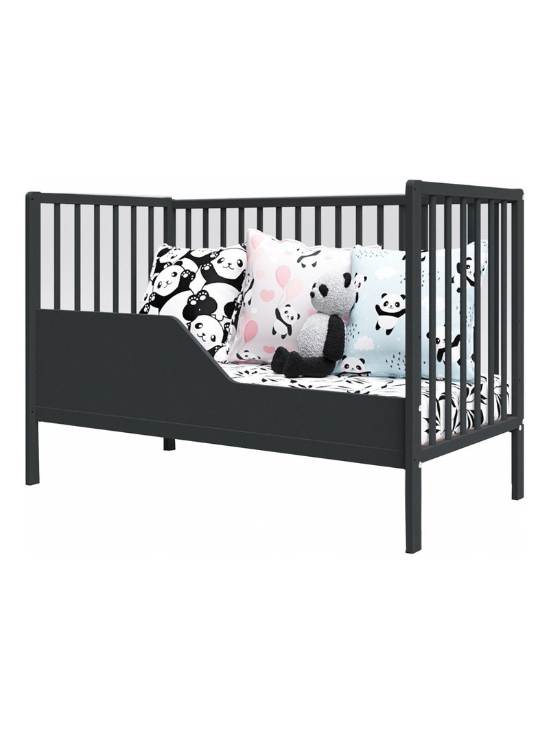 Lit bébé évolutif - ANNA - 120x60 cm - Anthracite gris anthracite - Kiabi