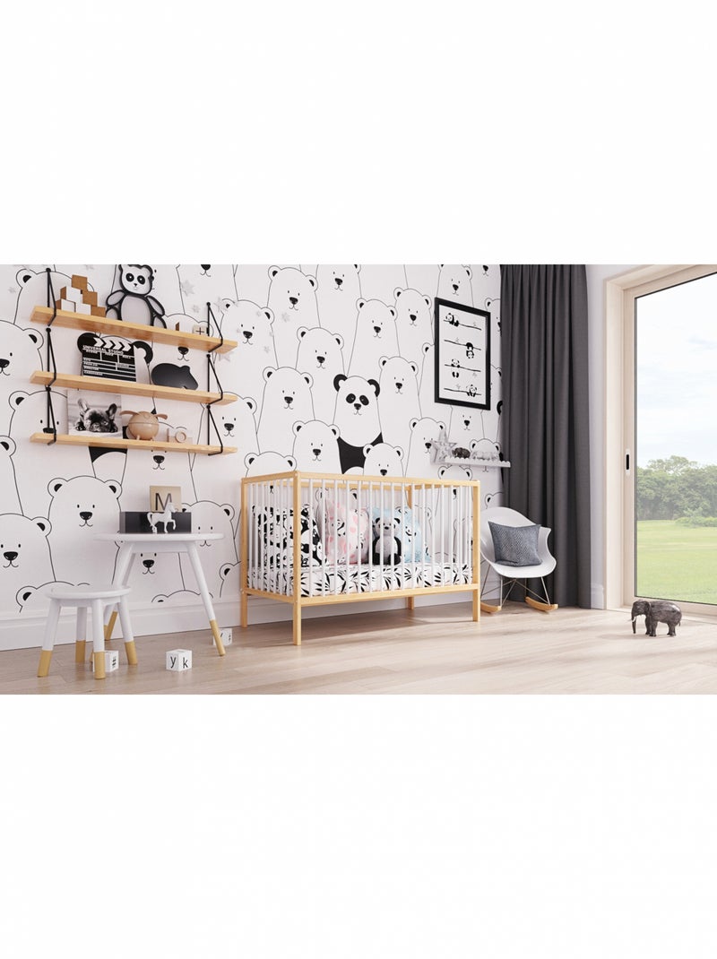 Lit bébé évolutif - ANNA - 120x60 cm Blanc Beige - Kiabi