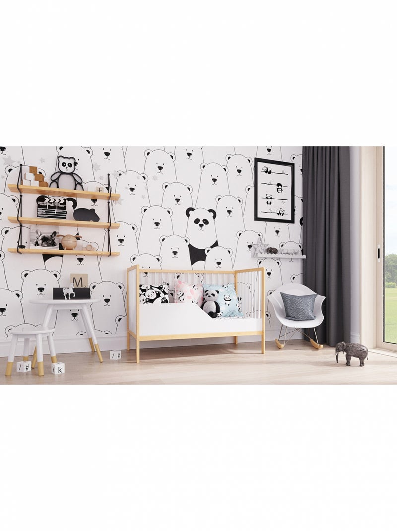 Lit bébé évolutif - ANNA - 120x60 cm Blanc Beige - Kiabi