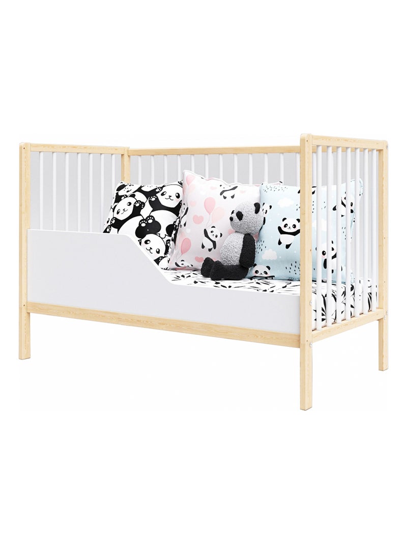 Lit bébé évolutif - ANNA - 120x60 cm Blanc Beige - Kiabi