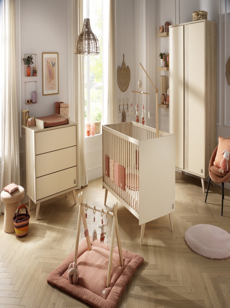 Lit bébé évolutif - Little Big Bed sur pieds en bois avec têtes panneaux imitation bois - SAUTHON Marron - Kiabi