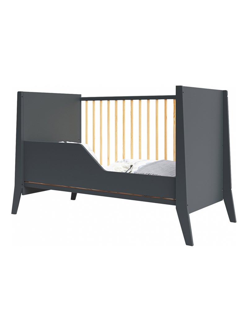 Lit bébé évolutif - ZOÉ - 120x60 cm - Anthracite gris anthracite - Kiabi