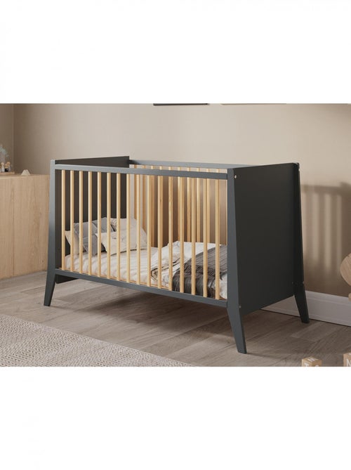 Lit bébé évolutif - ZOÉ - 120x60 cm - Anthracite - Kiabi Lit bébé évolutif - ZOÉ - 120x60 cm - Anthracite - Kiabi
