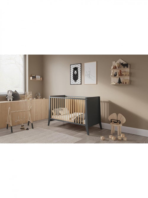 Lit bébé évolutif - ZOÉ - 120x60 cm - Anthracite - Kiabi Lit bébé évolutif - ZOÉ - 120x60 cm - Anthracite - Kiabi