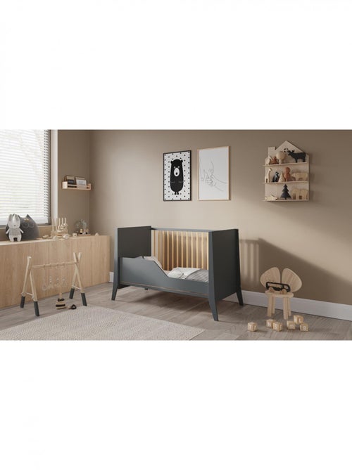 Lit bébé évolutif - ZOÉ - 120x60 cm - Anthracite - Kiabi Lit bébé évolutif - ZOÉ - 120x60 cm - Anthracite - Kiabi