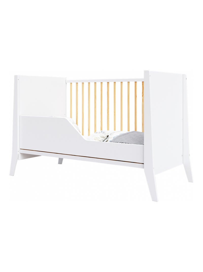 Lit bébé évolutif - ZOÉ - 120x60 cm Blanc Beige - Kiabi
