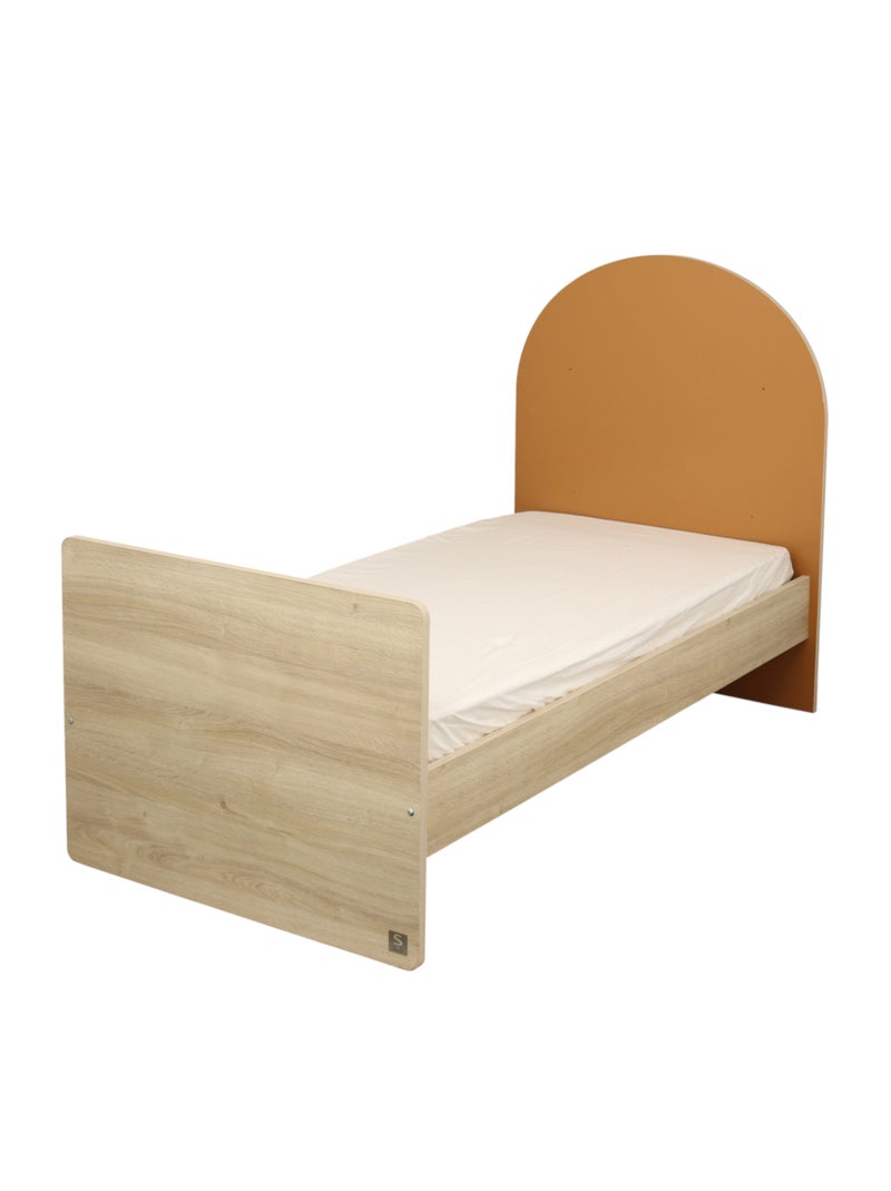 Lit bébé évolutif 120x60 en 90x190 - tête de lit arche - SAUTHON Marron caramel - Kiabi