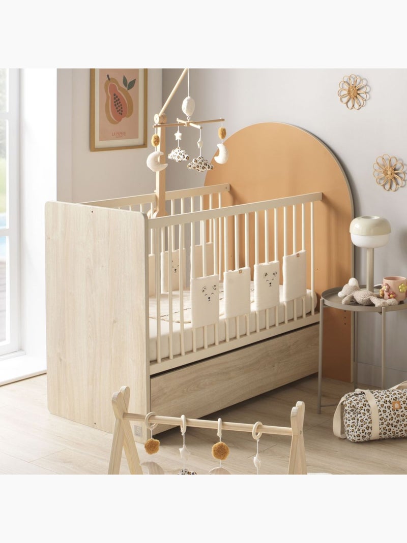 Lit bébé évolutif 120x60 en 90x190 - tête de lit arche - SAUTHON Marron caramel - Kiabi