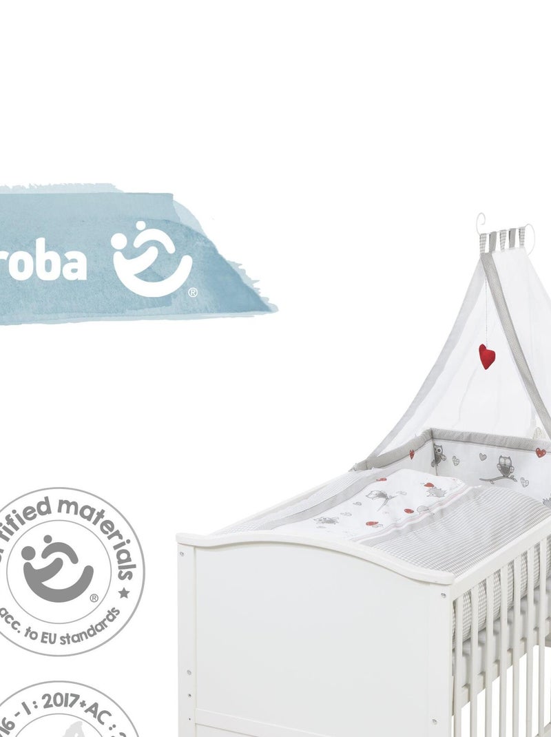 Lit bébé évolutif 70 x 140 avec literie complète 'Adam et Eule' ROBA Blanc - Kiabi