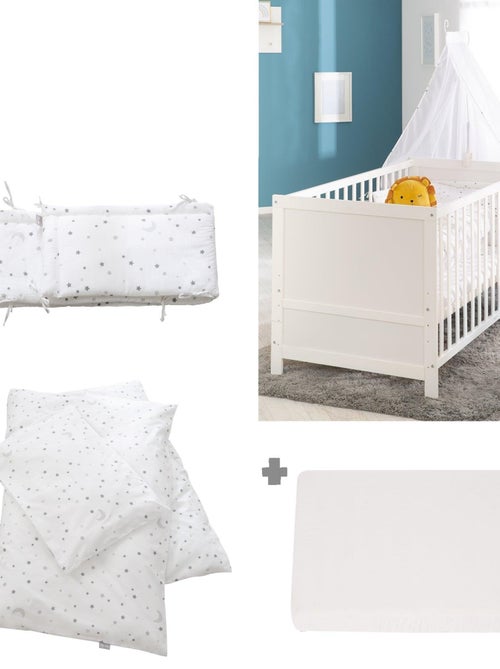 Lit bébé évolutif 70 x 140 avec literie complète 'Sternenzauber' ROBA - Kiabi