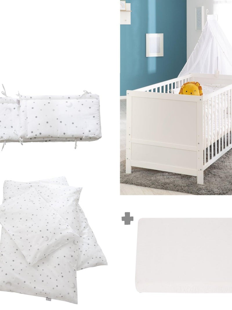 Lit bébé évolutif 70 x 140 avec literie complète 'Sternenzauber' ROBA Blanc - Kiabi