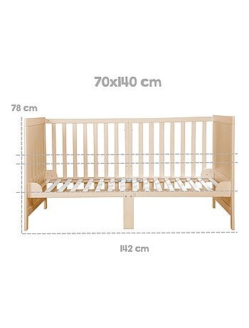 Lit bébé évolutif 70 x 140 convertible en lit enfant 'Easy Sleep' ROBA