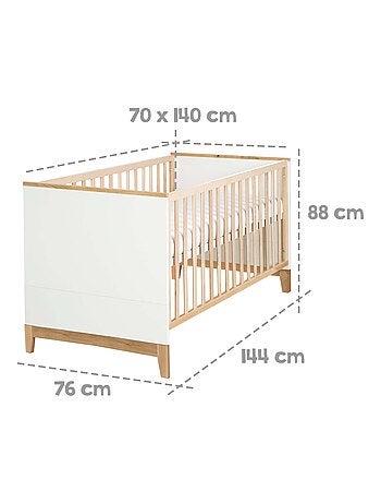 Lit bébé évolutif 70 x 140 convertible en lit enfant 'Finn' ROBA